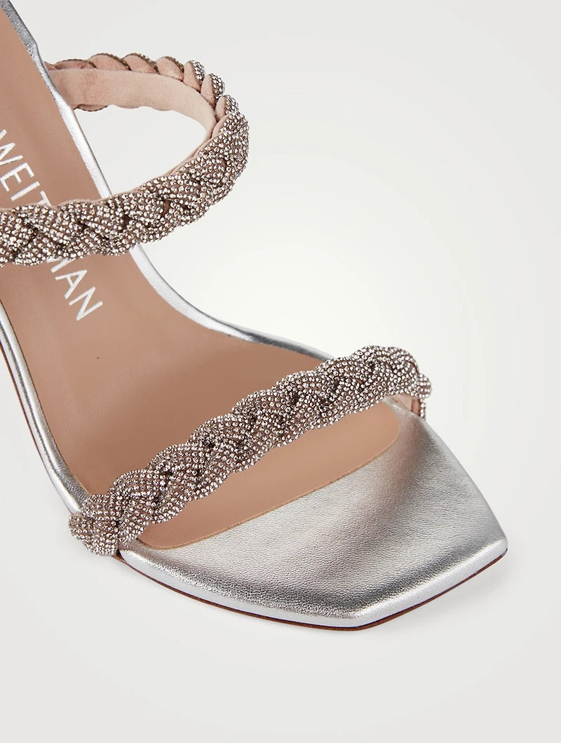 Addison Embellished Metallic Leather Heeled Mules