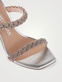 Addison Embellished Metallic Leather Heeled Mules