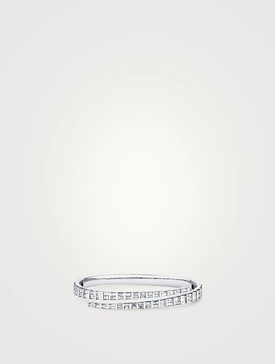 18K White Gold Coil Bracelet With Diamonds