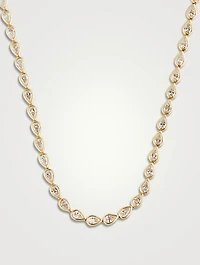 18K Gold Pear Diamond Bezel Choker Necklace