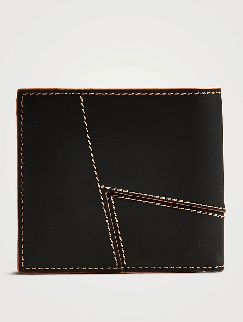 Leather Puzzle Stitches Bifold Wallet