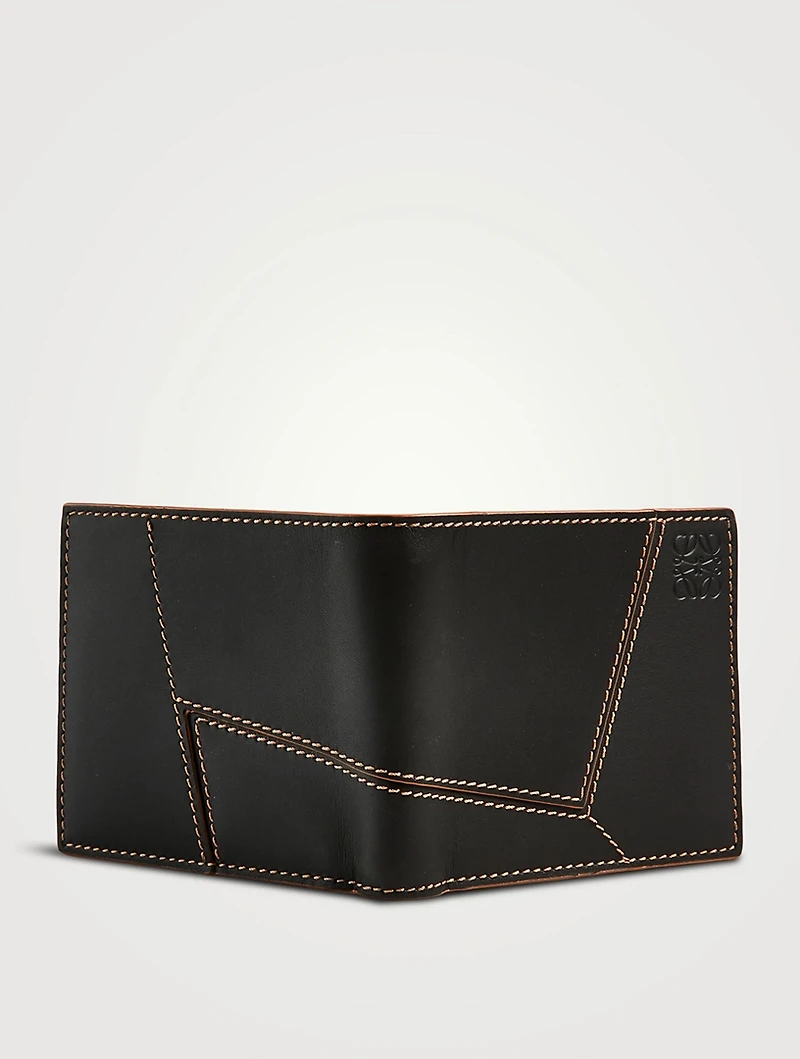 Leather Puzzle Stitches Bifold Wallet