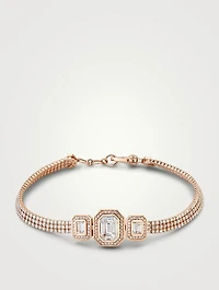 18K Rose Gold Triple Thread And Illusion Bracelet With Diamonds