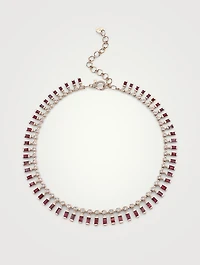 18K Gold Dot Dash Necklace With Ruby And Diamonds