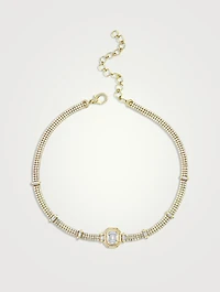 18K Gold Triple Thread And Illusion Choker With Diamonds
