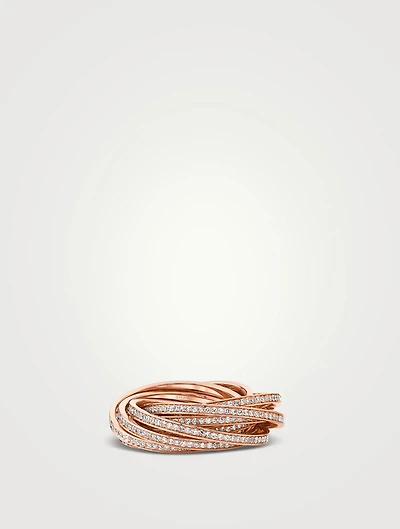 18K Rose Gold Rolling Orbit Ring With Diamonds