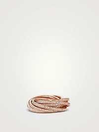 18K Rose Gold Rolling Orbit Ring With Diamonds