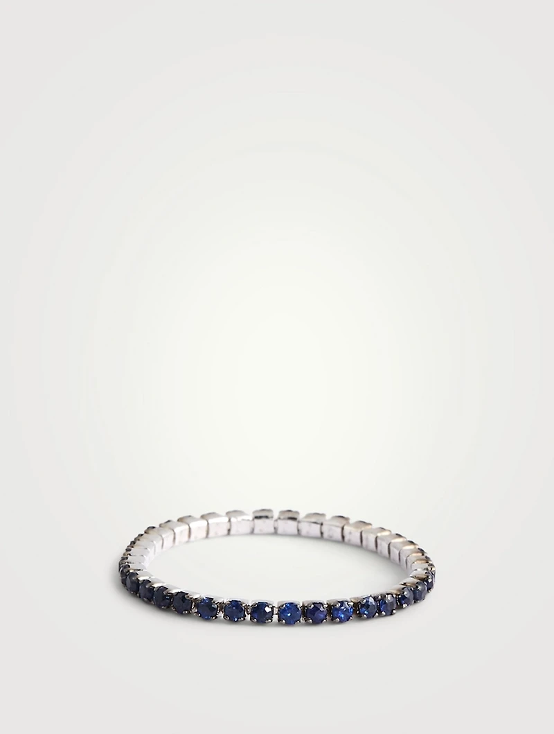 18K White Gold Single Thread Ring With Blue Sapphire