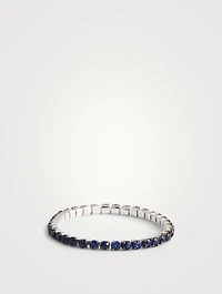 18K White Gold Single Thread Ring With Blue Sapphire