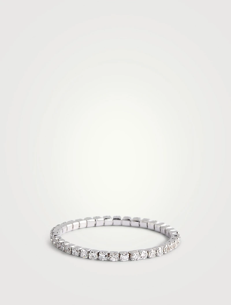 18K White Gold Single Thread Ring With Diamonds