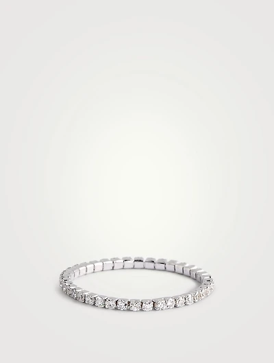 18K White Gold Single Thread Ring With Diamonds
