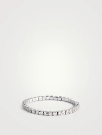 18K White Gold Single Thread Ring With Diamonds