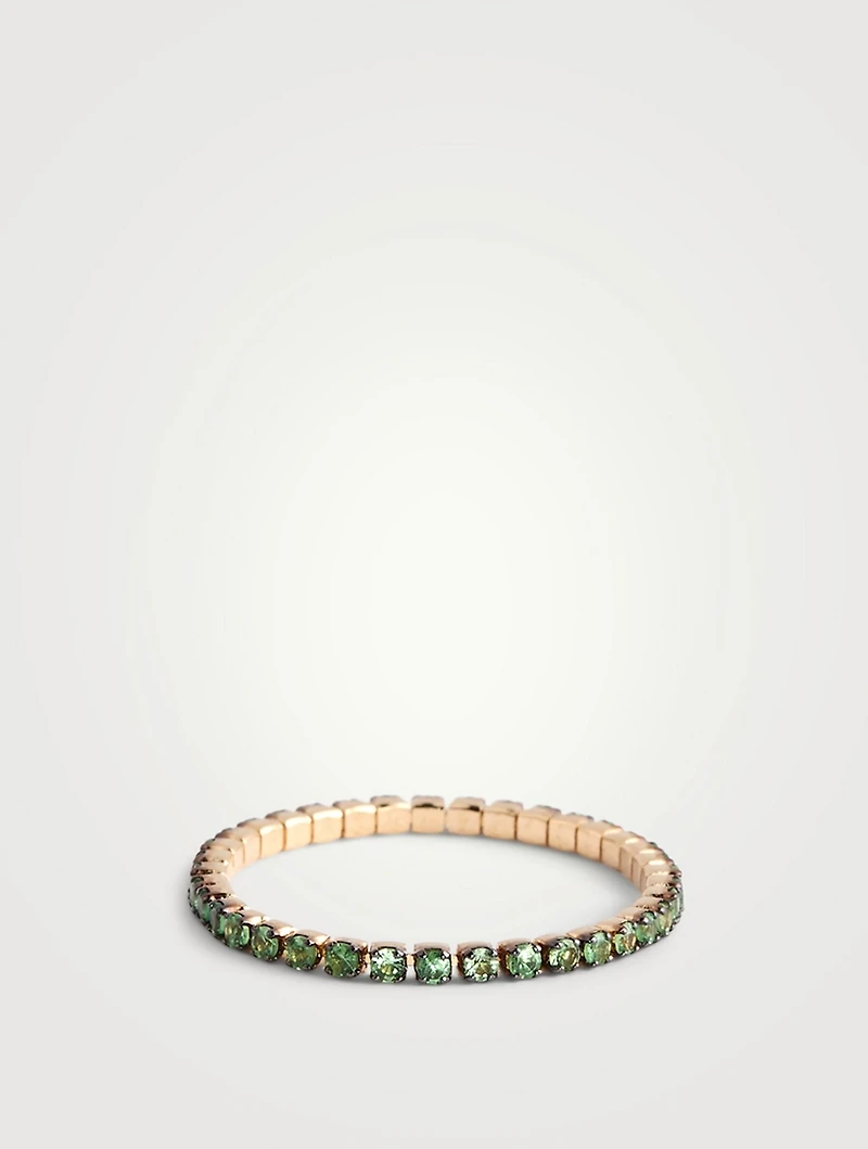 18K Gold Single Thread Ring With Green Garnet
