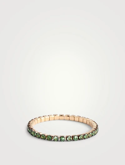 18K Gold Single Thread Ring With Green Garnet
