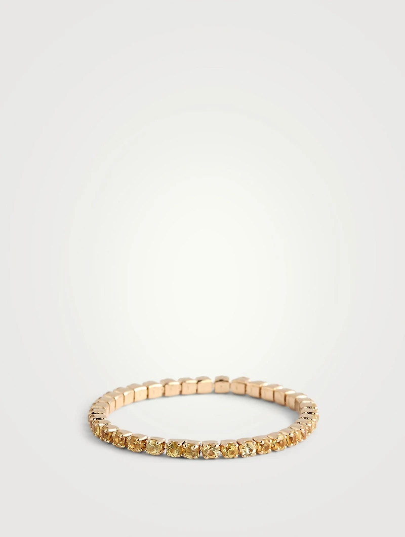 18K Gold Single Thread Ring With Yellow Sapphire