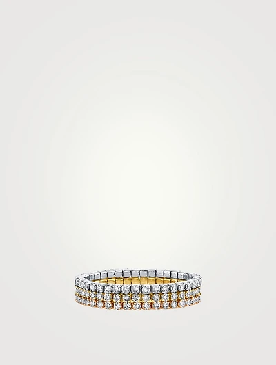 Tri-Colour 18K Gold Threads Ring With Diamonds