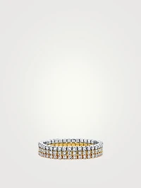 Tri-Colour 18K Gold Threads Ring With Diamonds