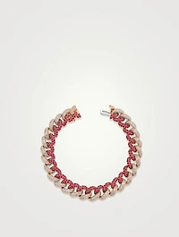 18K Rose Gold Two-Tone Essential Pave Link Bracelet With Ruby And Diamonds