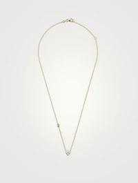 18K Gold Solitaire Heart Pendant Necklace With Diamond