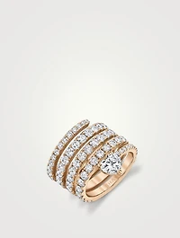 18K Rose Gold Spiral Pinky Ring With Diamonds
