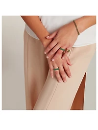 18K Rose Gold Oval Eternity Band With Emerald