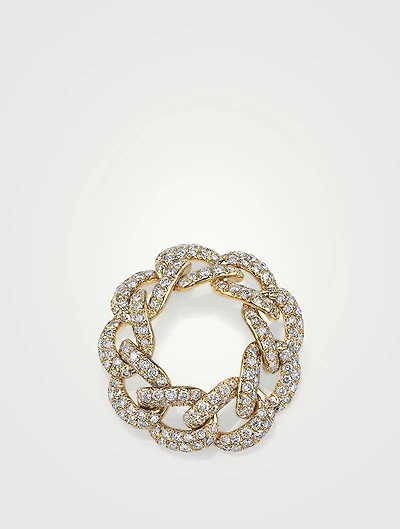 18K Gold Pave Essential Link Ring With Diamonds
