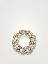 18K Gold Pave Essential Link Ring With Diamonds