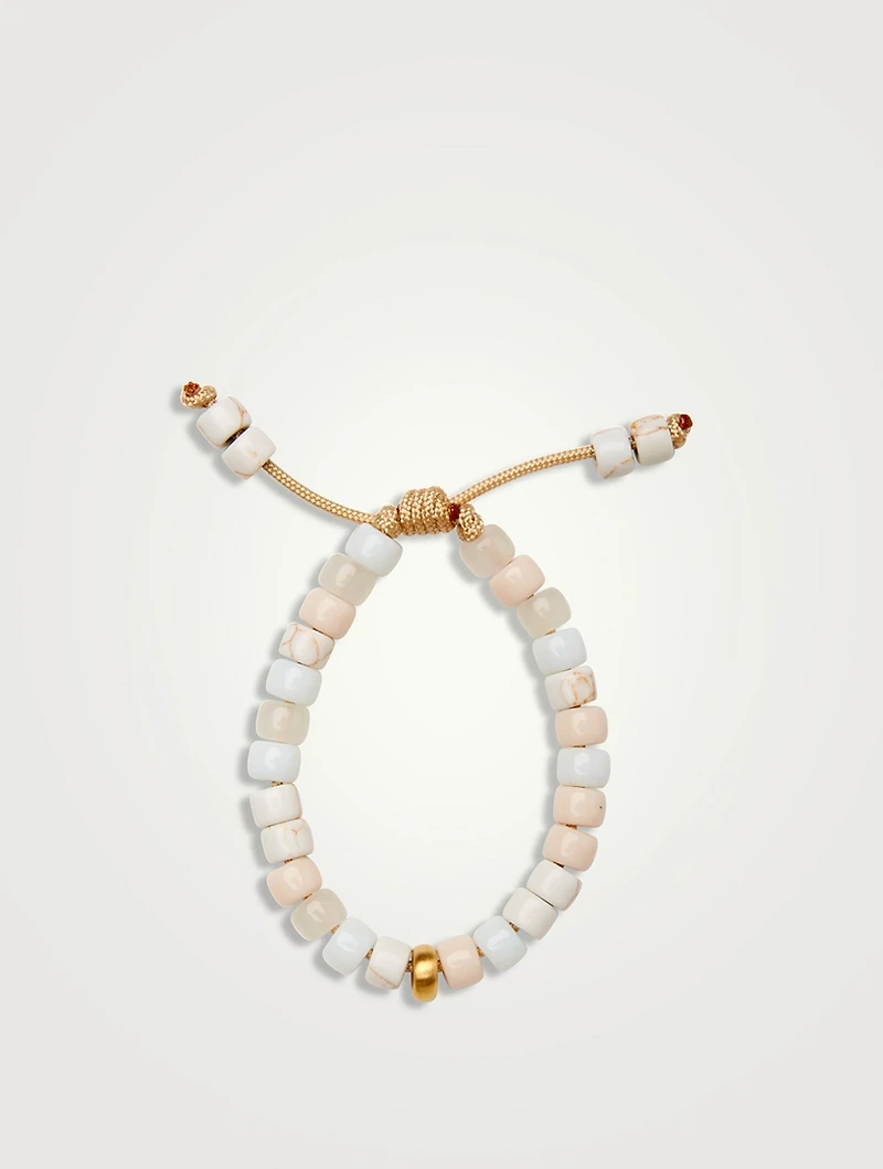 Beaded Bracelet With White Turquoise Agate And 14K Gold