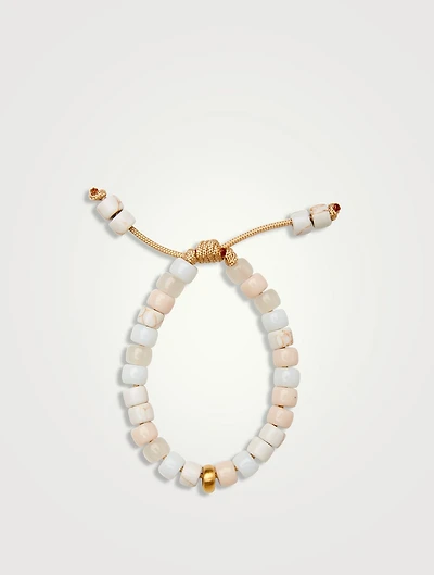 Beaded Bracelet With White Turquoise Agate And 14K Gold