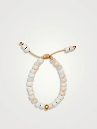 Beaded Bracelet With White Turquoise Agate And 14K Gold