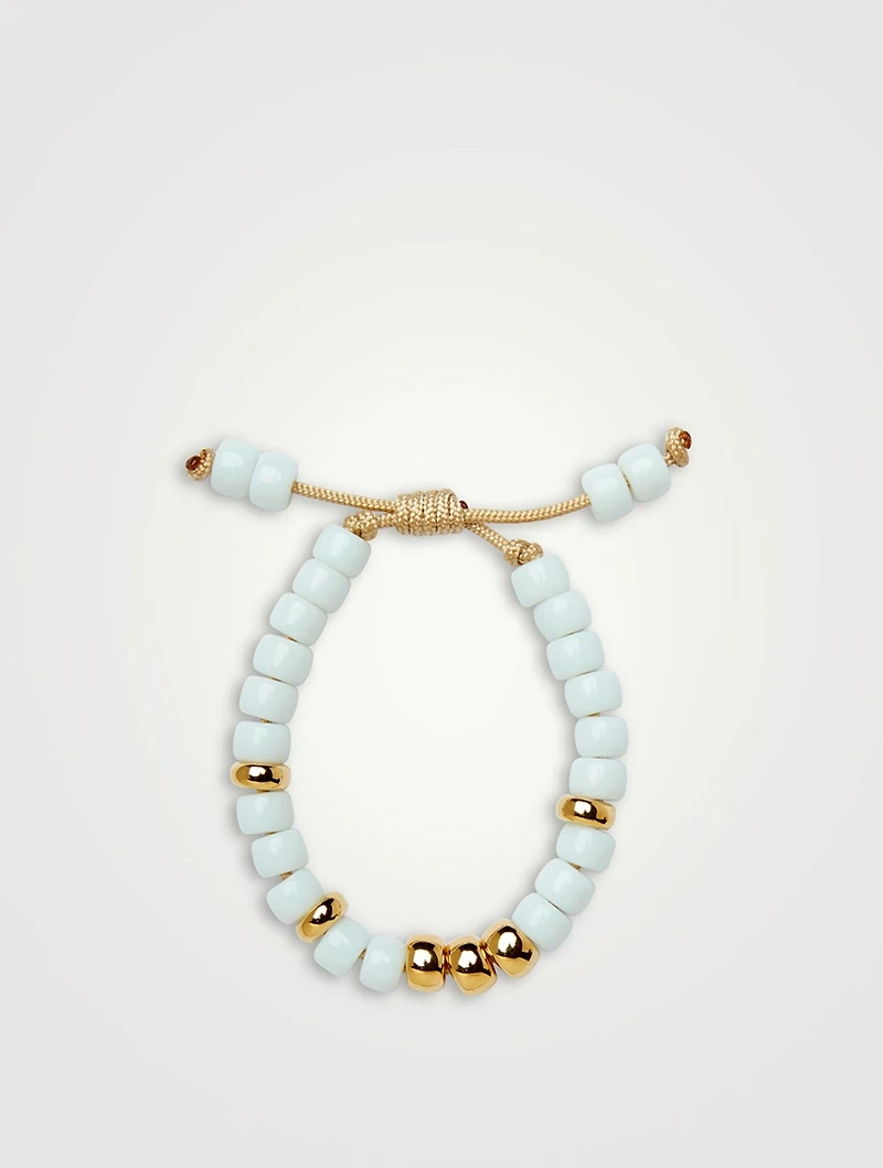 Beaded Bracelet With White Agate And Shiny 14K Gold