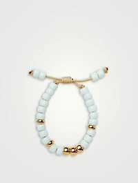 Beaded Bracelet With White Agate And Shiny 14K Gold