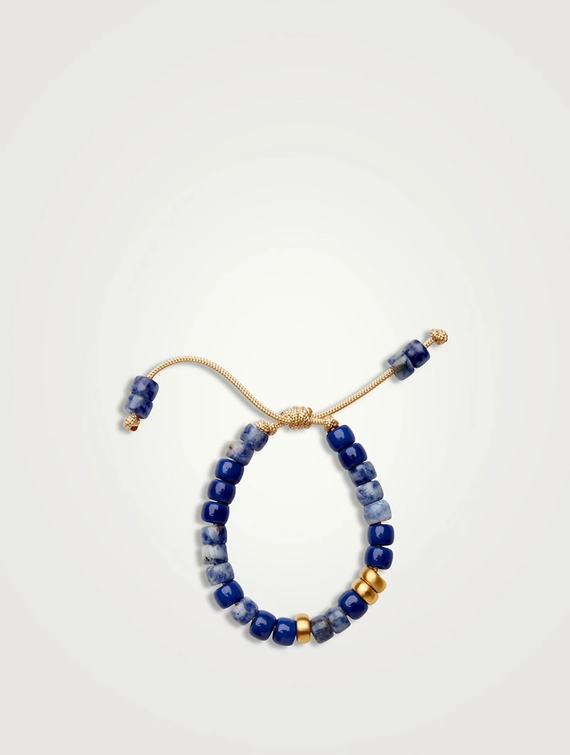 Beaded Bracelet With Sodalite, Blue Agate And 14K Gold