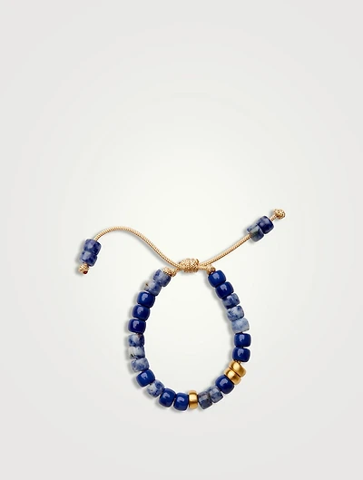 Beaded Bracelet With Sodalite, Blue Agate And 14K Gold