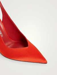 Venus Satin Slingback Pumps With Ankles Ties