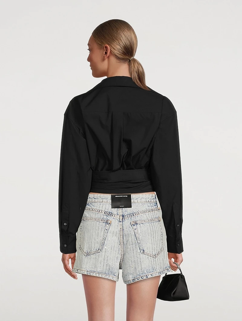 Cross-Front Cotton Shirt