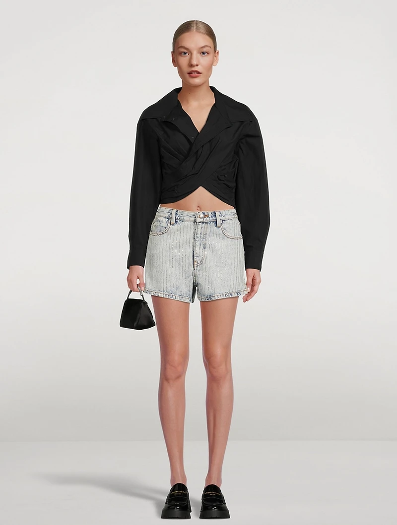 Cross-Front Cotton Shirt