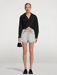 Cross-Front Cotton Shirt