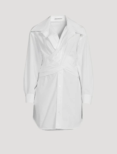 Cross-Front Cotton Shirt Dress