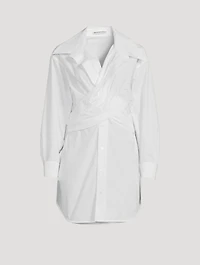 Cross-Front Cotton Shirt Dress