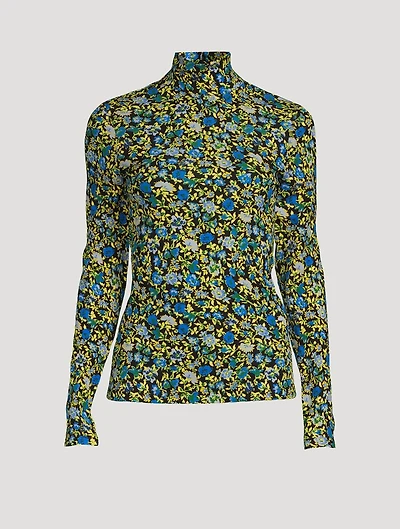 Turtleneck Top Floral Print