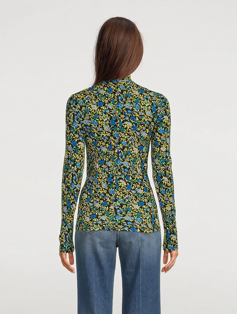 Turtleneck Top Floral Print