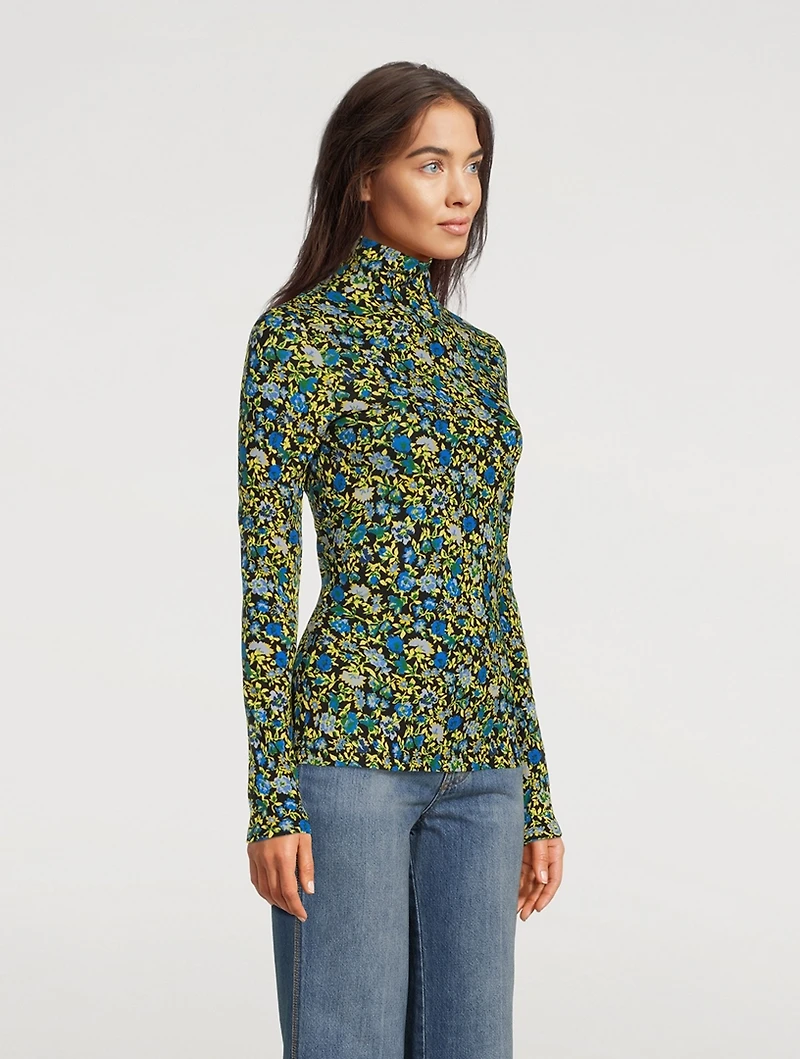 Turtleneck Top Floral Print