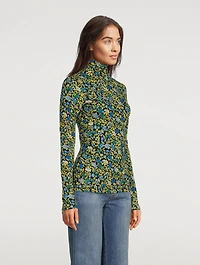 Turtleneck Top Floral Print