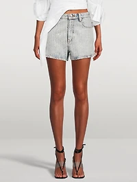 Bite Denim Shorts With Crystal Pinstripes