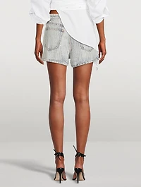 Bite Denim Shorts With Crystal Pinstripes