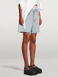 Low-Rise Jean Shorts With Boxer Layer