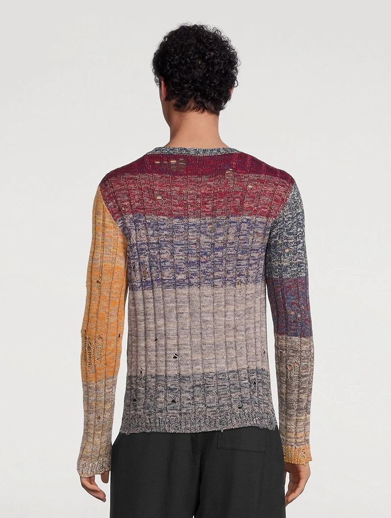 Wool-Blend Distressed Sweater