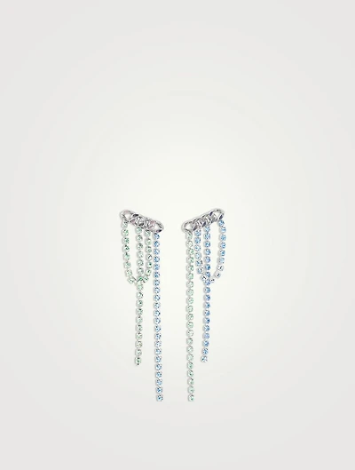Layered Fringe Chain Link Earrings With Crystal