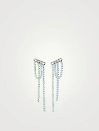 Layered Fringe Chain Link Earrings With Crystal